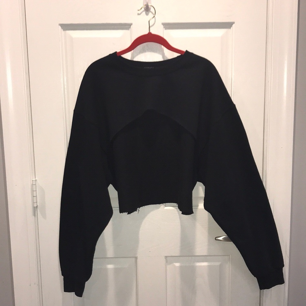 Black sweatshirt with cut-off